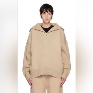 Trunk Project Beige Zip-Up Sweater oversized, medium